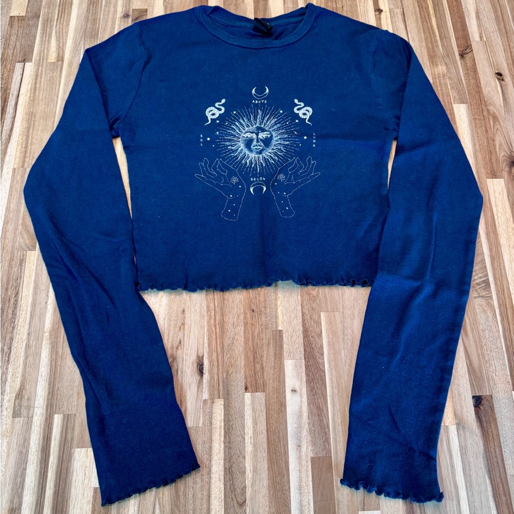Urban Outfitters Midnight Blue Graphic Crop Top